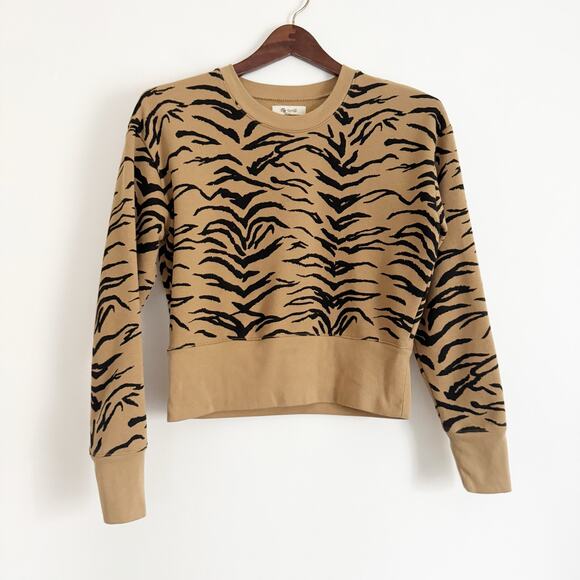 MADEWELL Tiger Stripe Crop Crewneck Sweatshirt XS - Picture 3 of 10